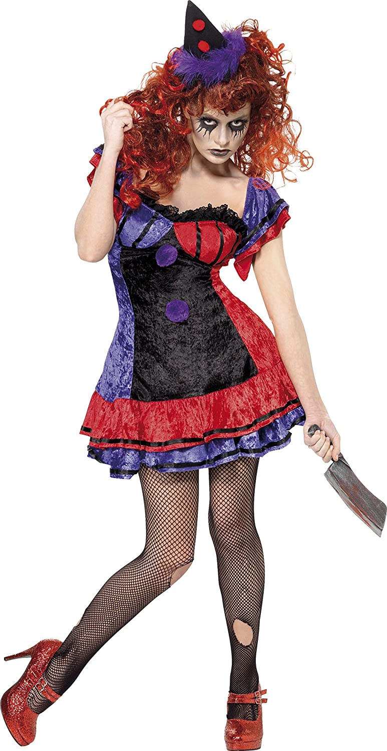 Adult Ladies Bo Bo The Clown Costume Halloween Fancy Dress Horror Small 8-10 NEW
