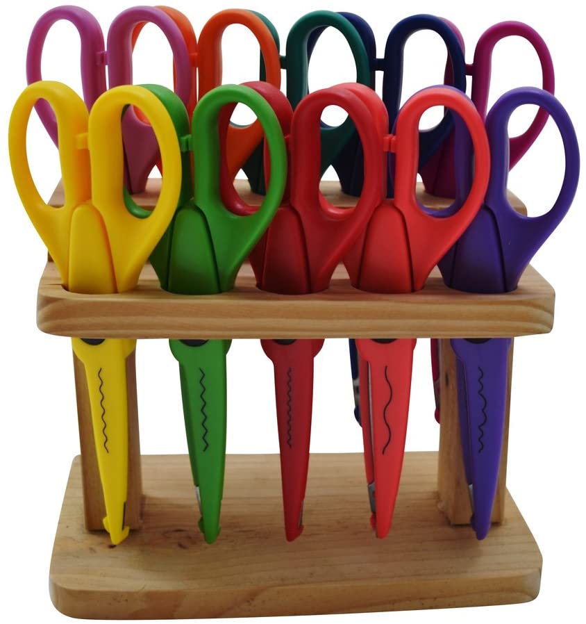 EASTWEST Trading GmbH Colorful Craft Scissors Set In a Wooden Stand