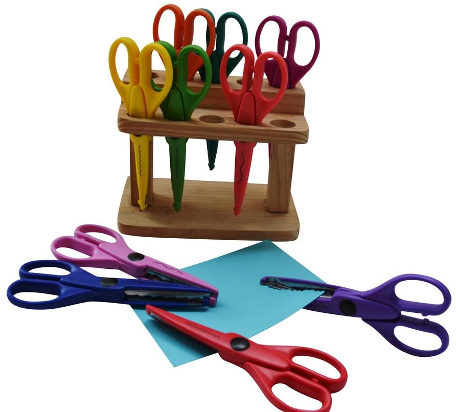 EASTWEST Trading GmbH Colorful Craft Scissors Set In a Wooden Stand