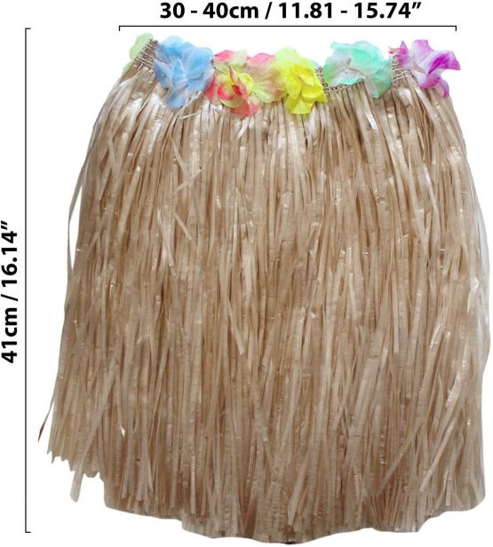 Kurtzy Hawaiian Hula Grass Skirt (6 Pack) Elastic Luau Skirts with