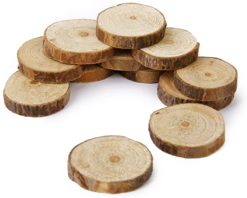 NUOLUX Wood Log Slices Discs for DIY Crafts Wedding Centerpieces 1.5-3CM 100pcs