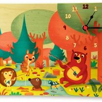 Dida - Clock in wooden wall and from table for the children's room with animals of the forest