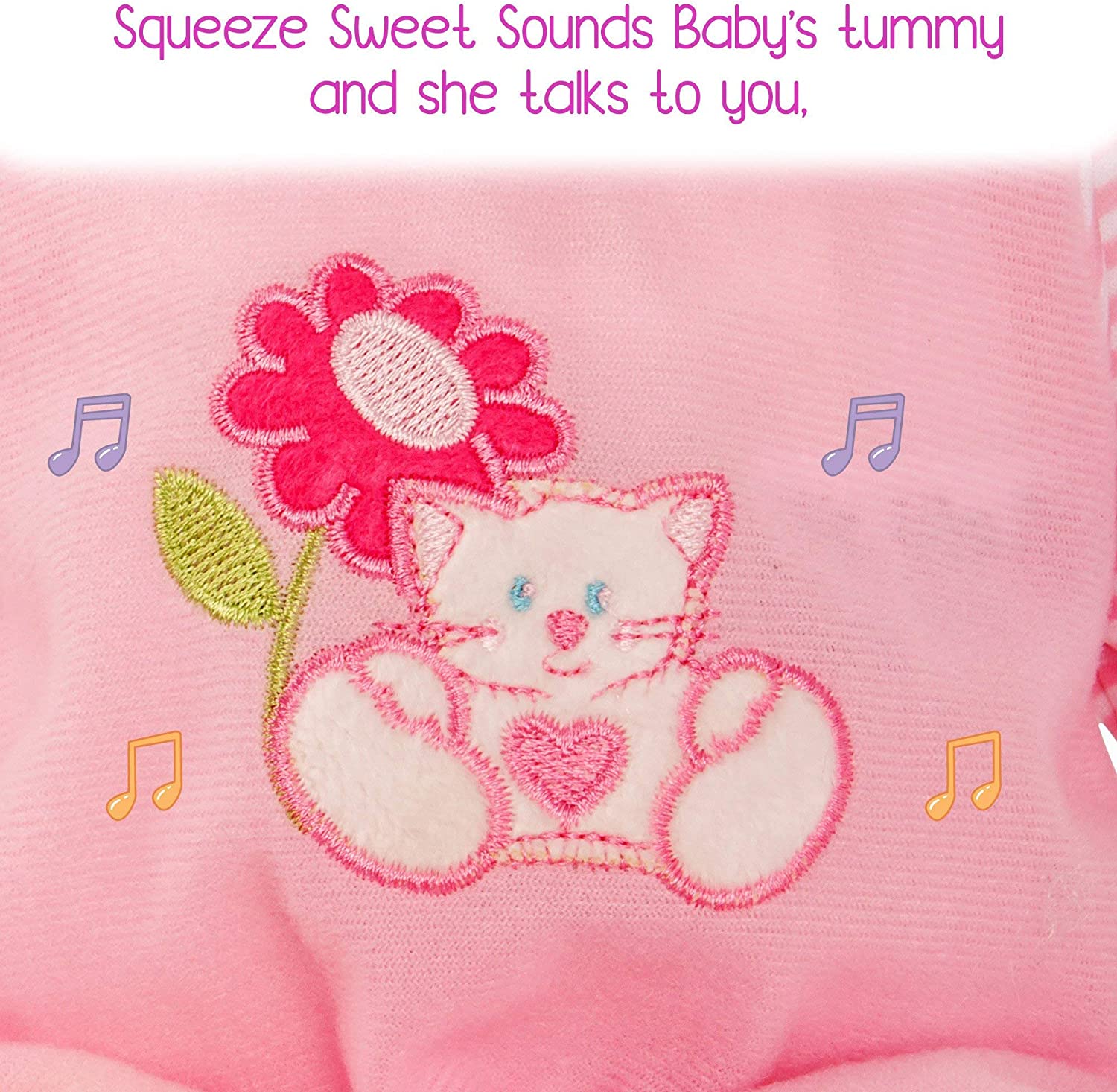 Molly Dolly Sweet Sounds 40cm Talking Baby Doll Set with Closing Eyes and 6 Baby Doll Acessories (Batteries Included) - Great Gift for Girls Age 2 - 6 Years - Image 4