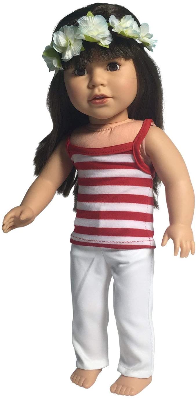 The New York Doll Collection Dolls Set of 6 Solid Coloured Cami Set for Fashion Girl Dolls
