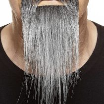 Mustaches Self Adhesive, Novelty, Ducktail Fake Beard, False Facial Hair, Salt and Pepper Color