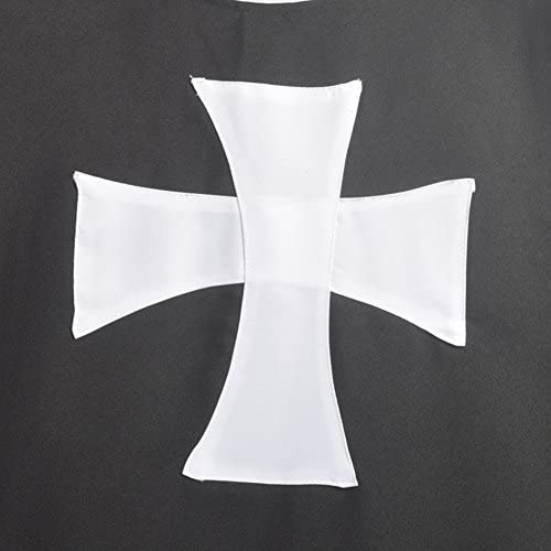 BLESSUME Meidieval Knights Cloak Black LARP Cape with White Cross - Image 2