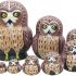 Winterworm 1 Set 10 Pcs Cute Owl Animal Theme Wooden Stacking Nativity Nesting Handmade Matryoshka Doll Kids Toy Gift