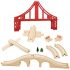 OrgMemory Wooden Train Track Set, Wooden Railway, Suspension Bridge, Viaduct Bridge, Cross Track, Curved Track and Stop Track Compatible with All Major Brands
