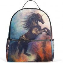 COOSUN Painting of Black Unicorn Dancing Space School Backpacks Bookbags for Boys Girls Kids