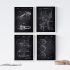 Nacnic BLACK - Pack of 4 sheets with Patent BALONCESTO 2. Set posters with inventions and old patents. Choose the color you like. Printed on 250 grams