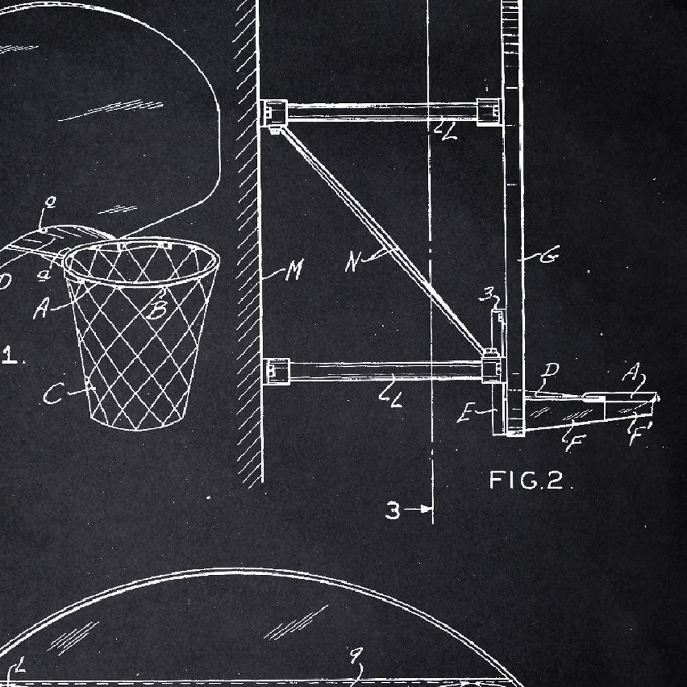Nacnic BLACK - Pack of 4 sheets with Patent BALONCESTO 2. Set posters with inventions and old patents. Choose the color you like. Printed on 250 grams - Image 3