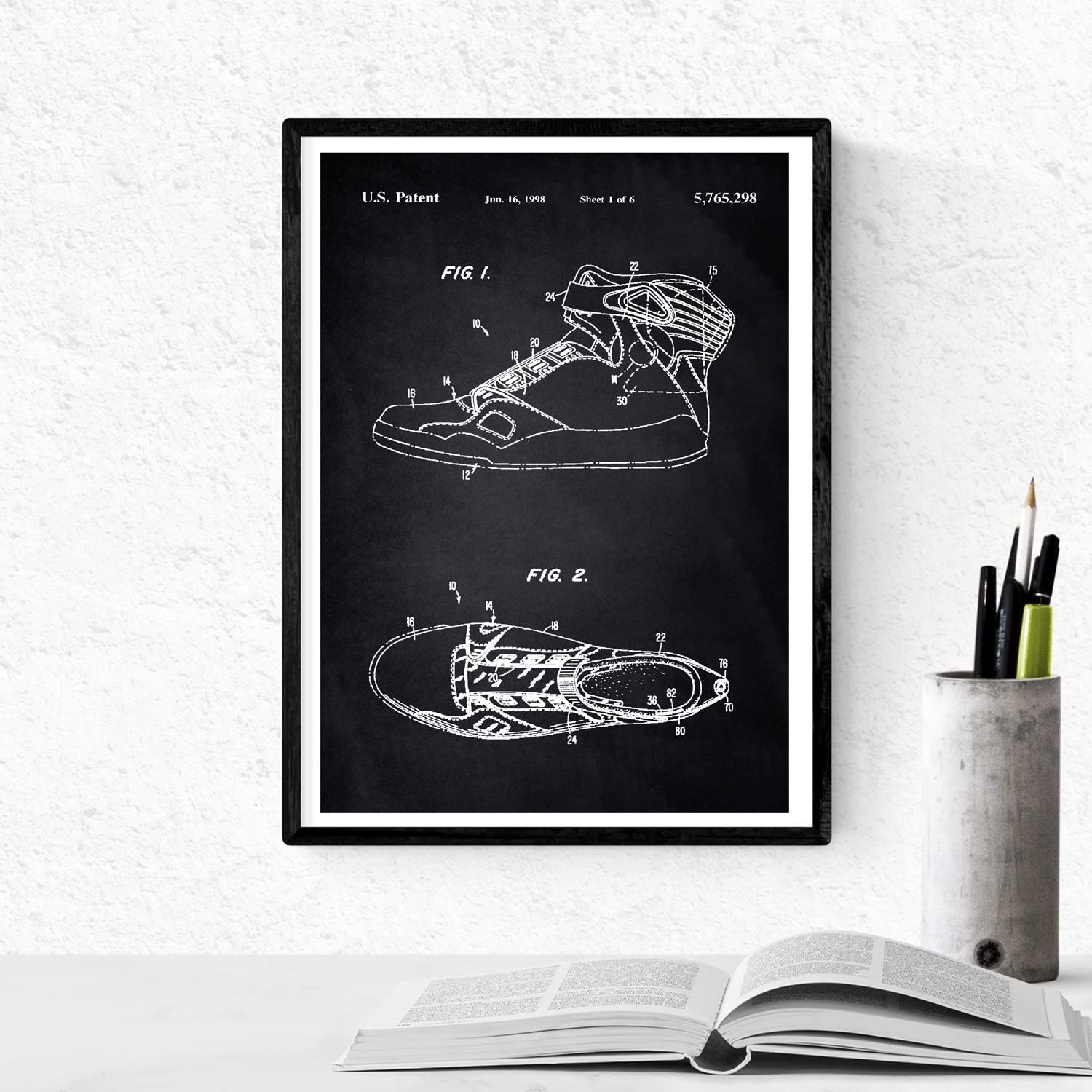 Nacnic BLACK - Pack of 4 sheets with Patent BALONCESTO 2. Set posters with inventions and old patents. Choose the color you like. Printed on 250 grams - Image 4