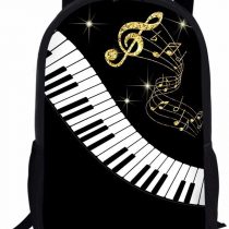 chaqlin Pretty Music Note Backpacks College School Bag Shoulder Casual Travel Daypack Hiking Camping Rucksack Piano Design
