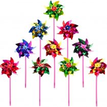 36 Pieces Plastic Rainbow Pinwheel, Lawn Garden DIY Windmill, Party Pinwheels Wind Spinner Set for Garden Lawn Decor, Fun Carnival Party Decor, Flamboyant Colors, 15 x 36.5cm