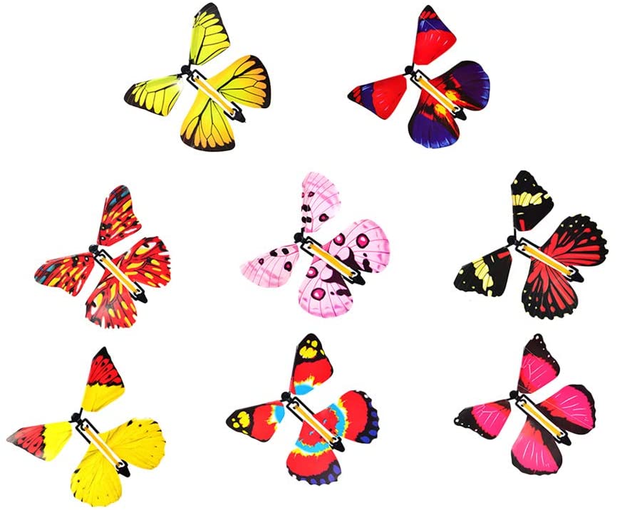 12pcs Magic Butterfly Flying in the Book Fairy Rubber Band Powered Wind ...