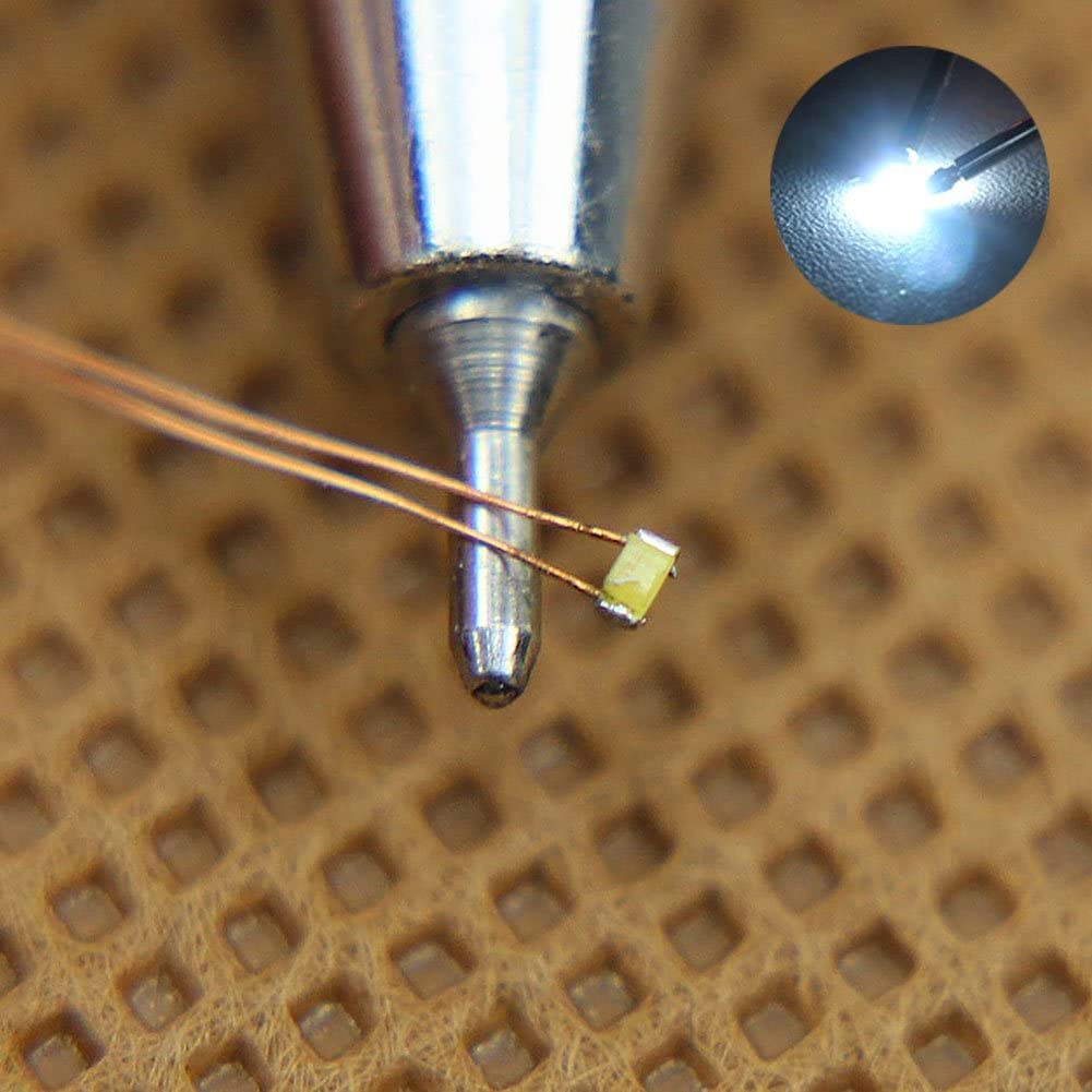 Evemodel C0402W 20pcs Pre-soldered micro 0.1mm Copper Wired WHITE SMD Led 0402 NEW