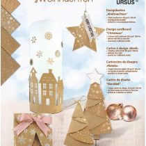 Ursus Design Christmas Card, 5 Sheets Cardboard 250 g/m&sup2; DIN A4, Assorted in 5 Designs, Printed on One Side and Refined Film for Decorations, Gift Wrapping and Card Making