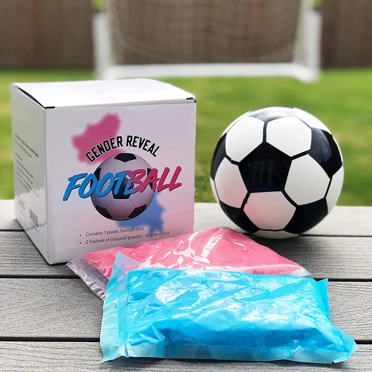 Baby Includes Blue and Pink Gender Reveal Exploding Football/Soccer Ball 