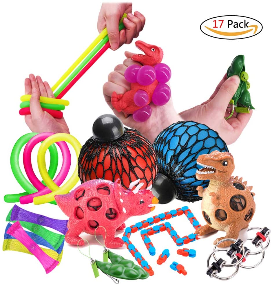 Bangers Toys 17Pcs Sensory Toys Autisme Fiddle Toys comprend Squeeze maille boules, 