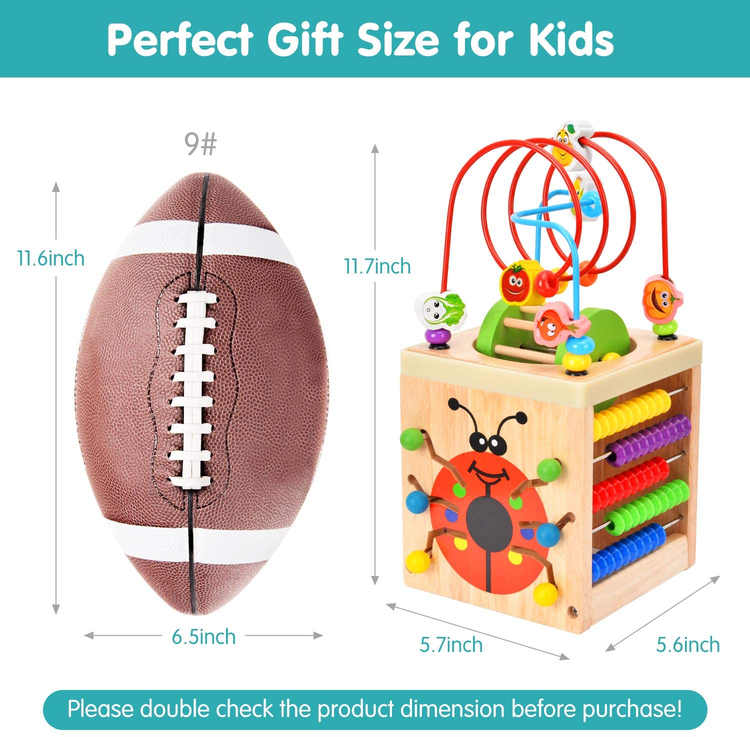 Wesimplelife Wooden Activity Cube 6 in 1 Activity Center Multifunction Bead Maze Toy Roller Coaster Preschool Early Educational Toys Gift for Child Kids Boys Girls - Image 2