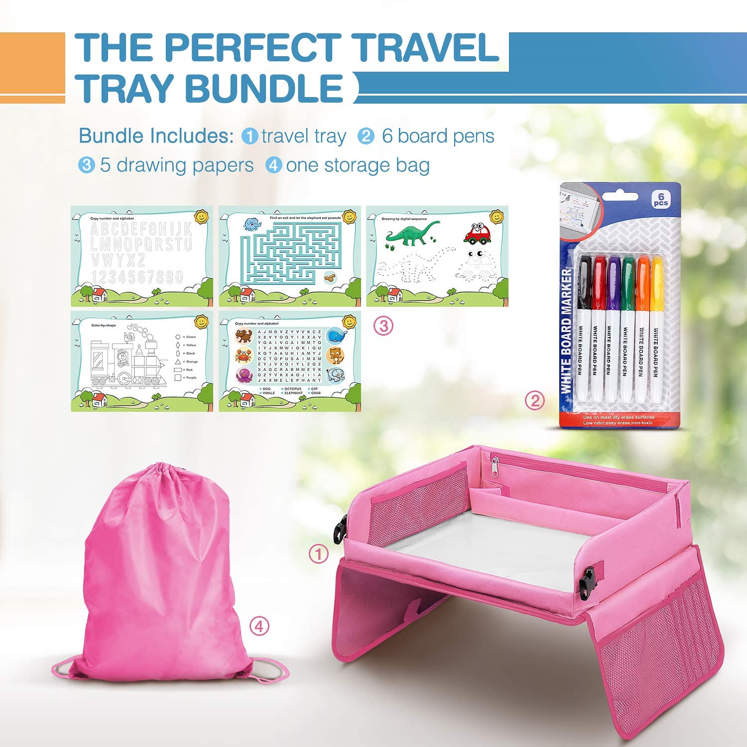 lenbest Travel Tray, Indoor & Outdoor Learning Educational Toys Play