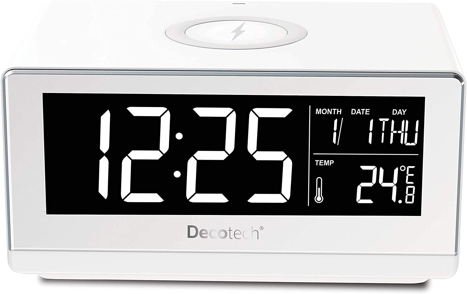 LEXIBOOK piece Decotech Wireless Charging Alarm Clock, dimmer Function