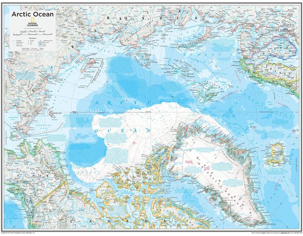 National Geographic: The Arctic – North Pole Wall Map – 28 x 22 inches