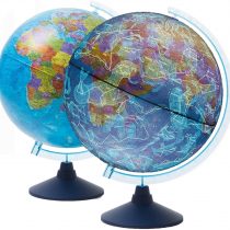 EXERZ 21cm Illuminated AR GLOBE with Cable Free LED Lighting Day and Night &ndash; Political Map/Constellation Stars - Fun and Interactive Augmented Reality App iOS Android -21cm diameter