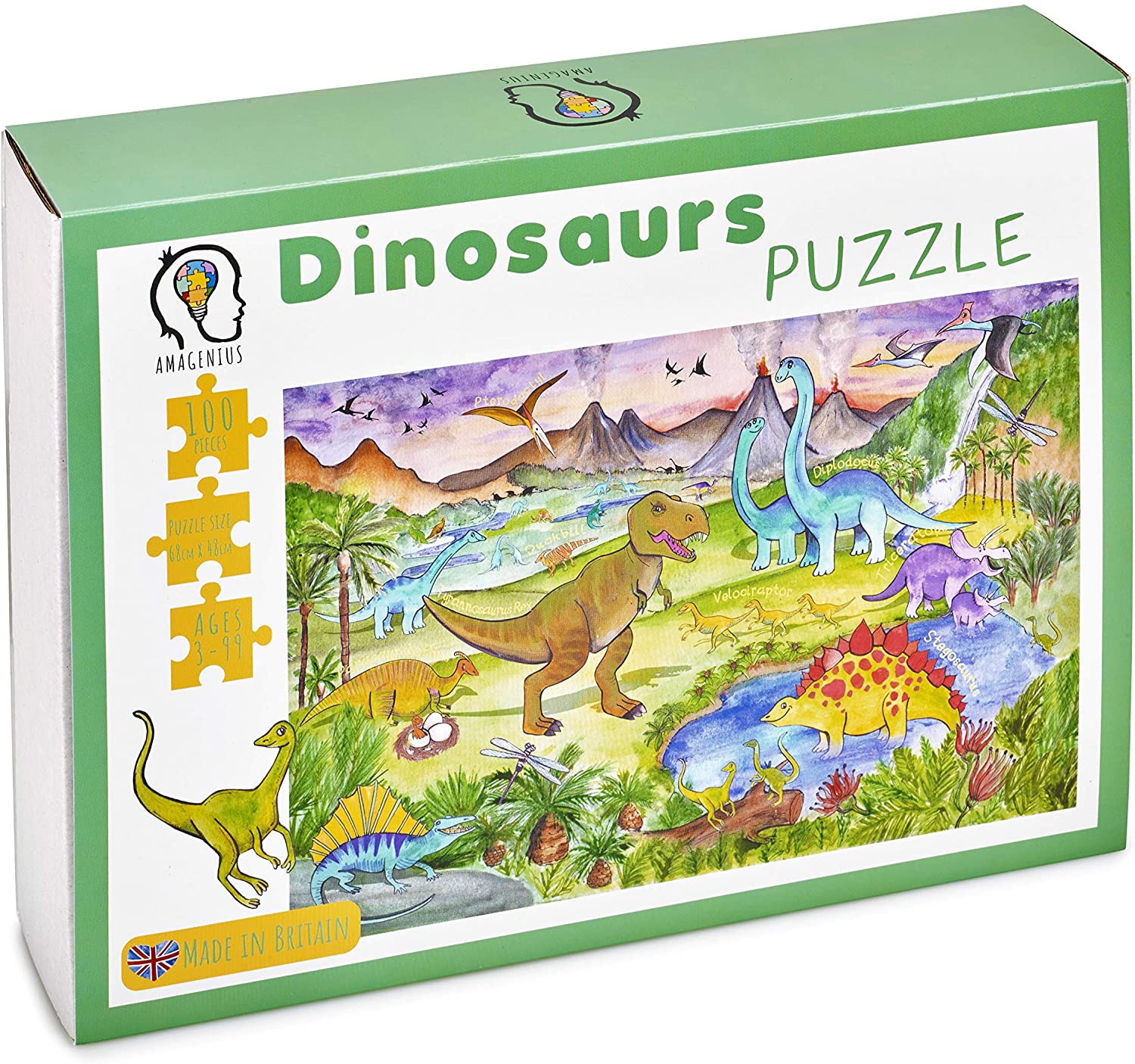 Amagenius Dinosaur Floor Puzzle with Great Thick Pieces which can Also be Used on a Table 