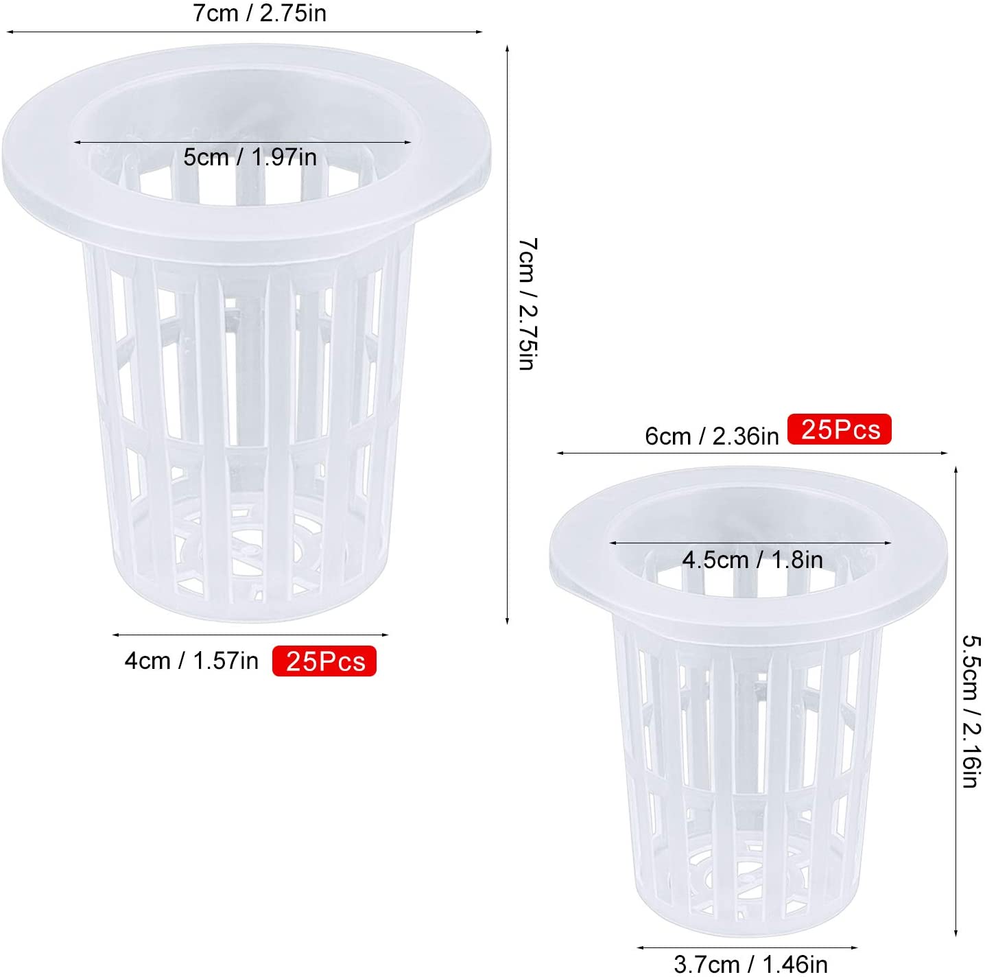 Dreamtop Hydroponic Basket,50 Pack Garden Slotted Mesh Net Cups Plastic ...