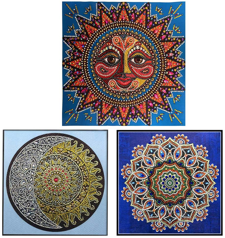 LUUFAN 3 Pack DIY Special Shaped Diamond Painting Kits Partial Diamond