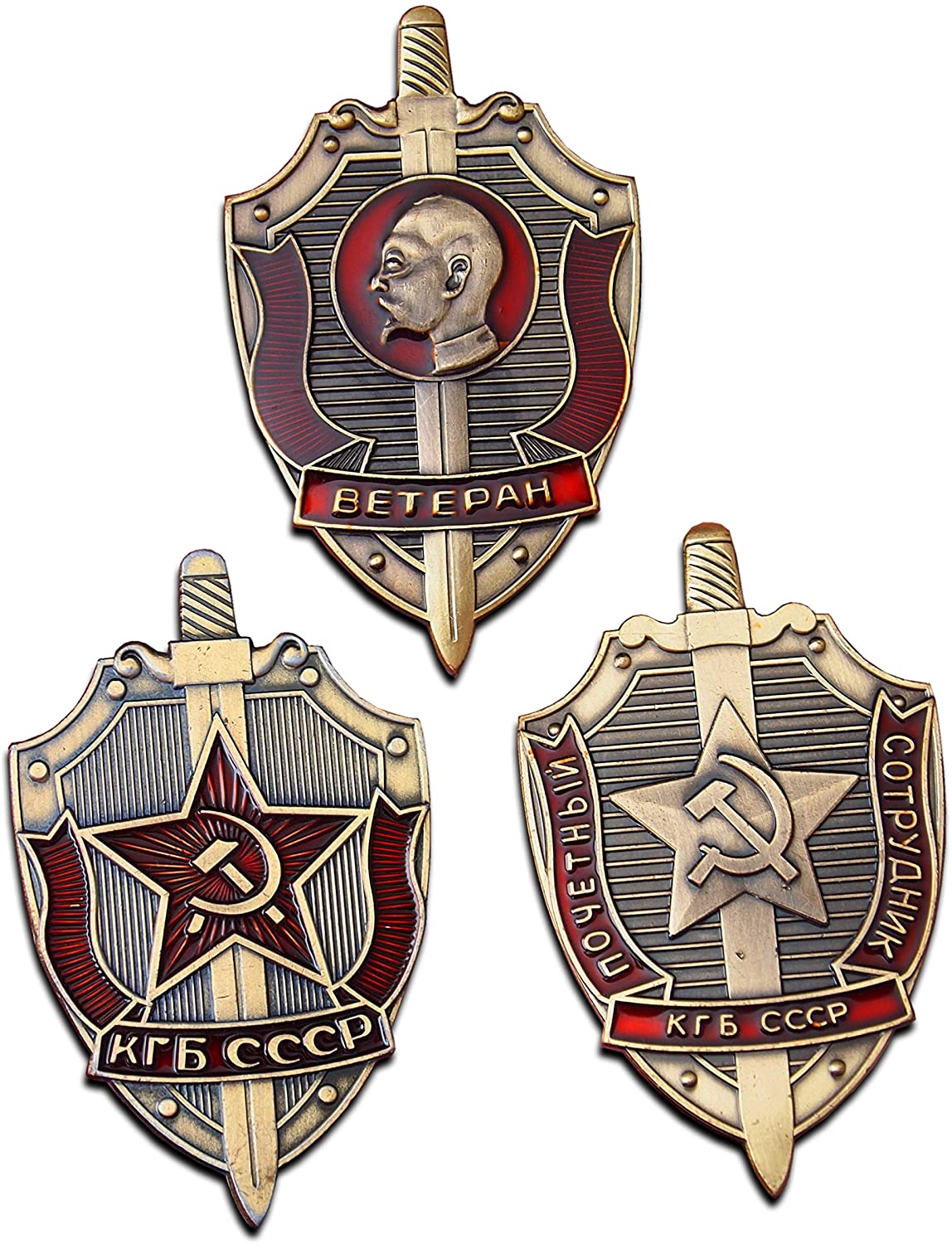 3 Pcs/Set  KGB Soviet Russian Badge Medal URSS emblem NKVD 