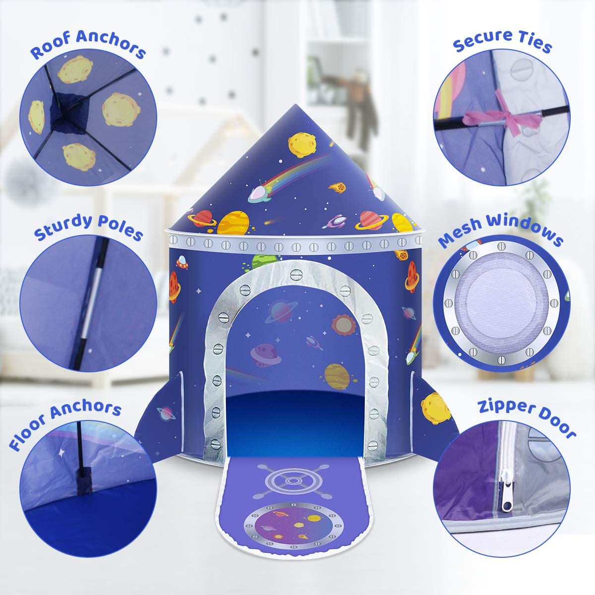 Space Tent Children's Pop Up Tent with Carry Case for RenFox Kids Play Tent 