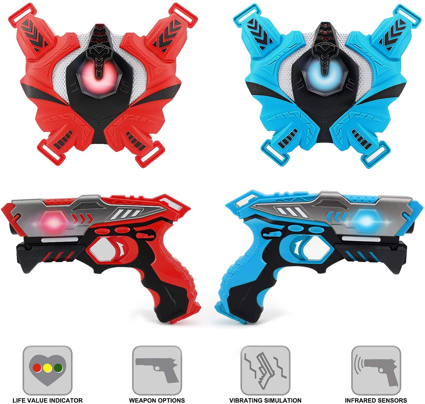 LUKAT Laser Tag Set for Kids, Infrared Laser Guns and Vests for