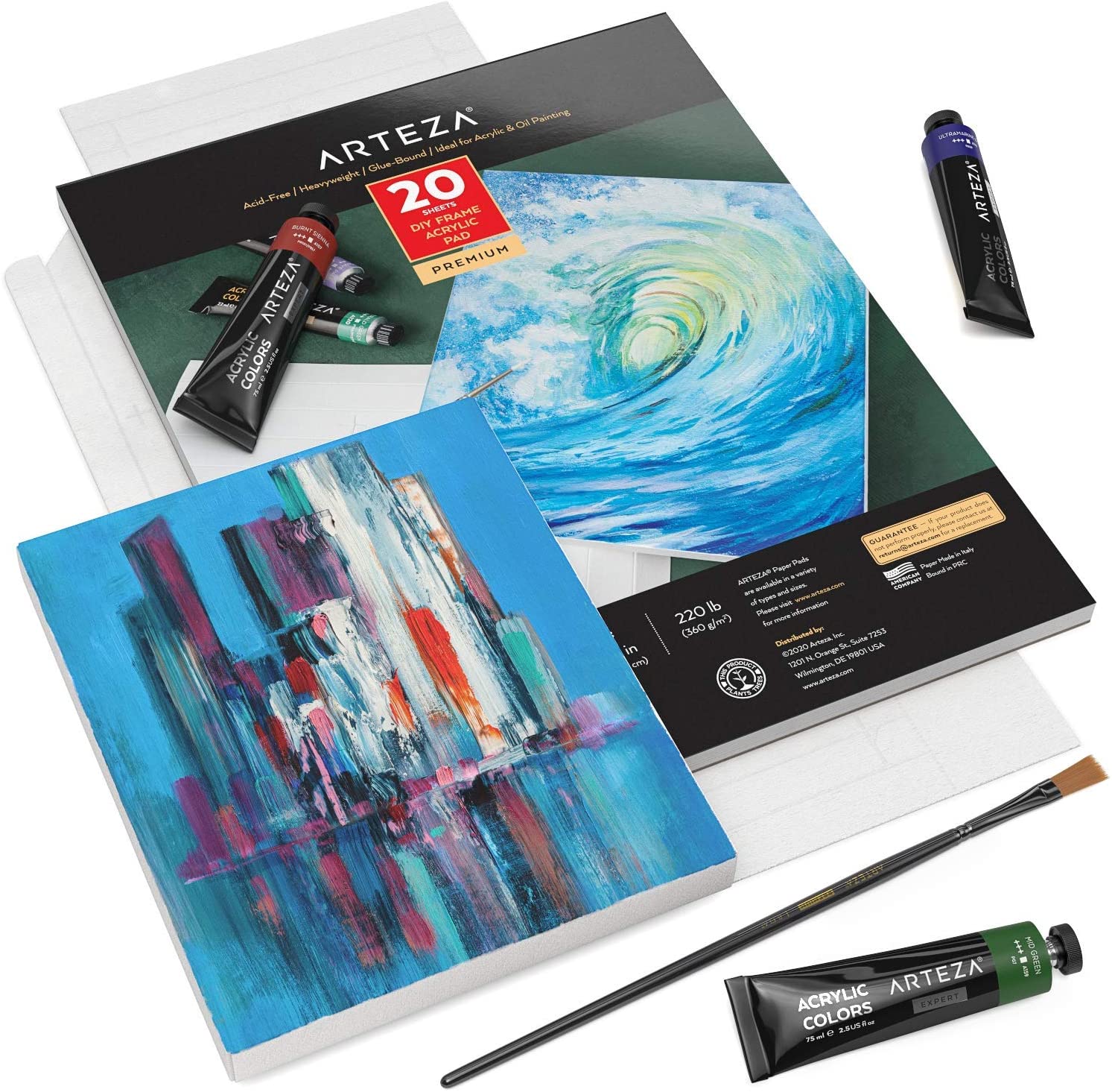 Acrylic Papper Arteza Acrylic Paper for Painting, Foldable Canvas Pad, 17.8 x 21.8 cm ...