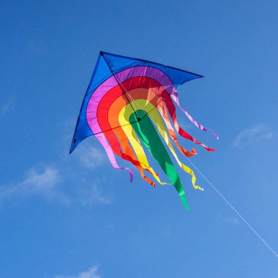 MIC CIM Large Kids Kite – SUPER KITE Rainbow Delta XL blue – Single ...