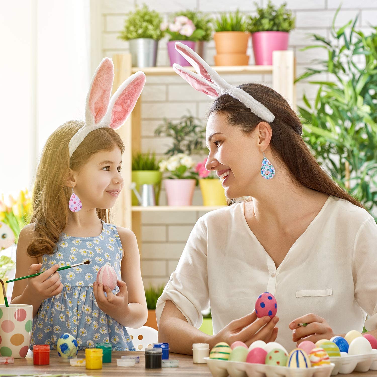 20 Pairs Easter Faux Leather Earrings Teardrop Lightweight Rabbit