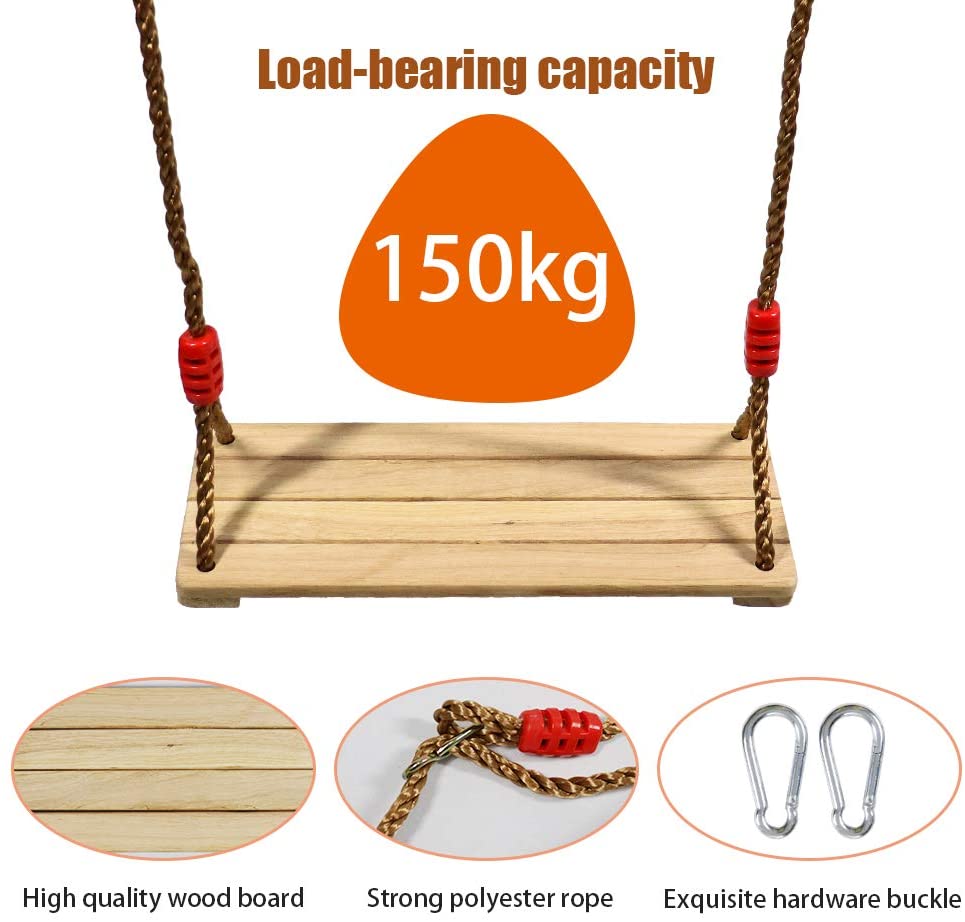 ValueHall Wooden Hanging Swing Seat Wooden Tree Swing Seat Wooden Swing Chair with Adjustable