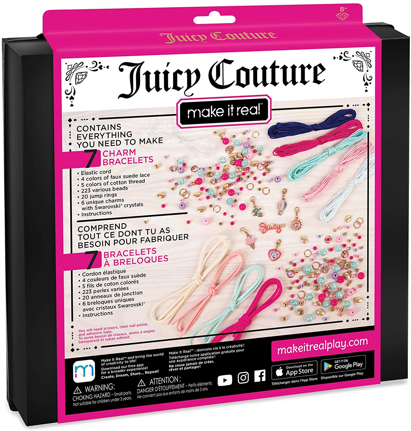 Make It Real – Juicy Couture Crystal Sunshine Bracelets – DIY Charm Bracelet  Kit for Teen Girls – Jewelry Making Supplies with Beads and Charms with  Swarovski Crystals – TopToy