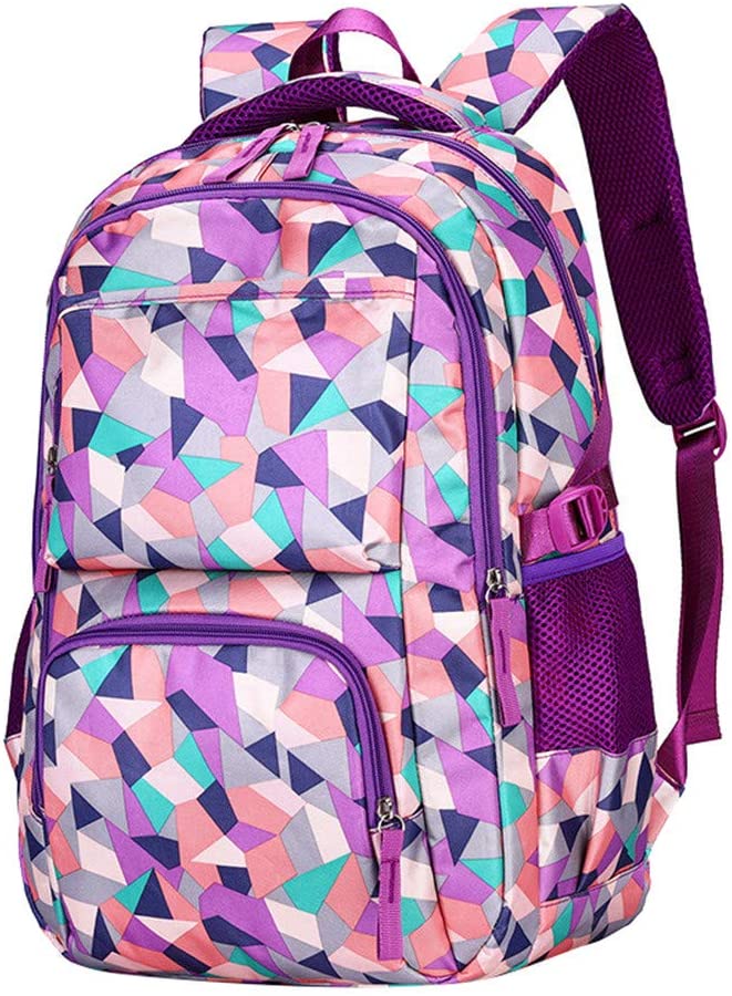 Bansusu Geometric-Print Backpack School-Bag for Girls Middle