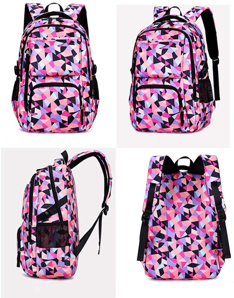 Bansusu Geometric-Print Backpack School-Bag for Girls Middle