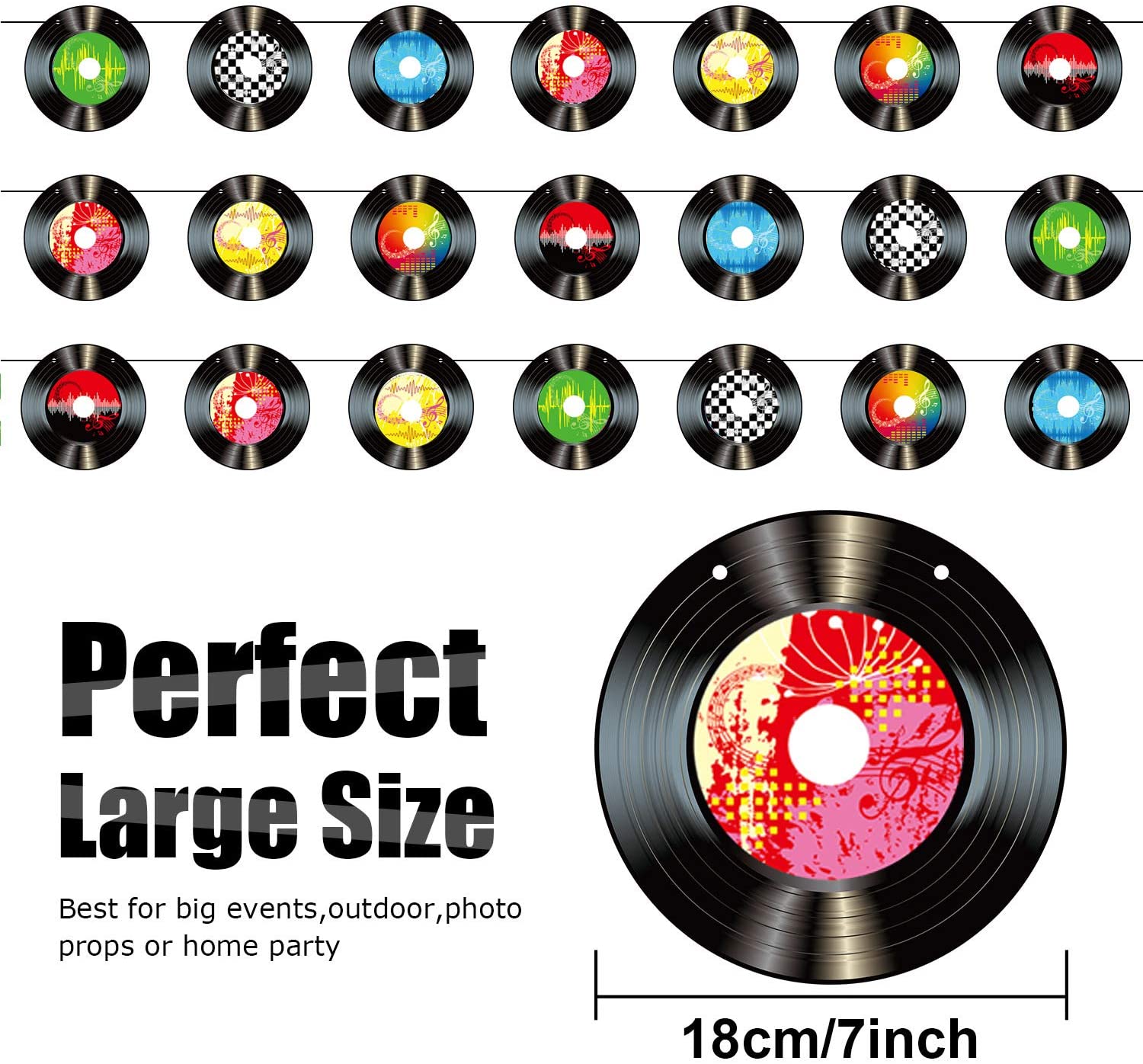 3 Packs 1950’s Rock and Roll Music Party Decorations Paper Record