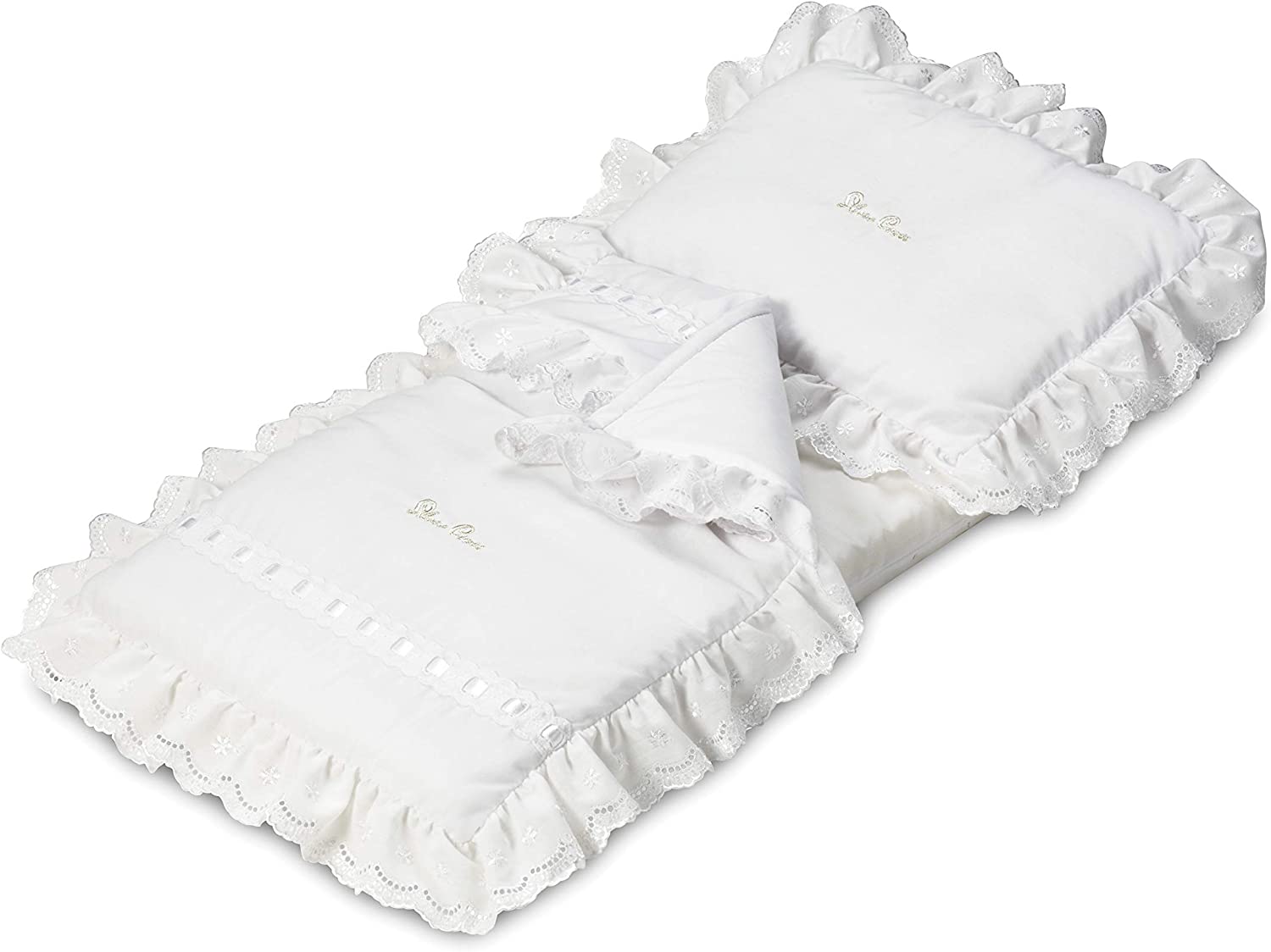 Pram Canopy and Quilt Set  to fit Silver Cross pram in white  Broderie Anglaise 