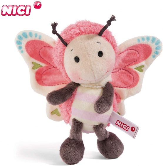 Nici 44932 Cuddly Soft Toy Butterfly, Plush, 18cm, Pink/MultiColoured