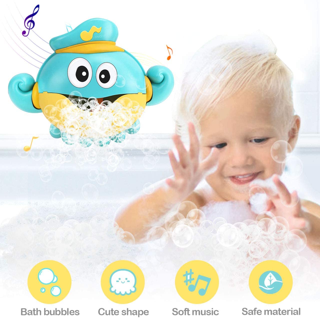 Gifort Baby Bath Bubble Toy, Automatic Music Nursery Rhym Bubble
