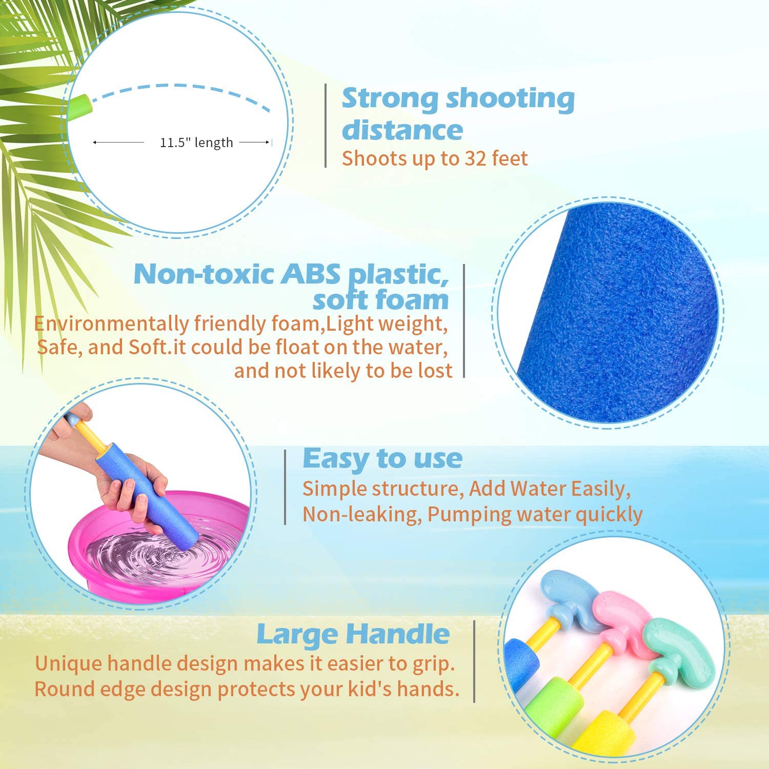 Balnore Water Gun, Squirt Gun 6 Pcs Water Blaster with Long Range up to ...