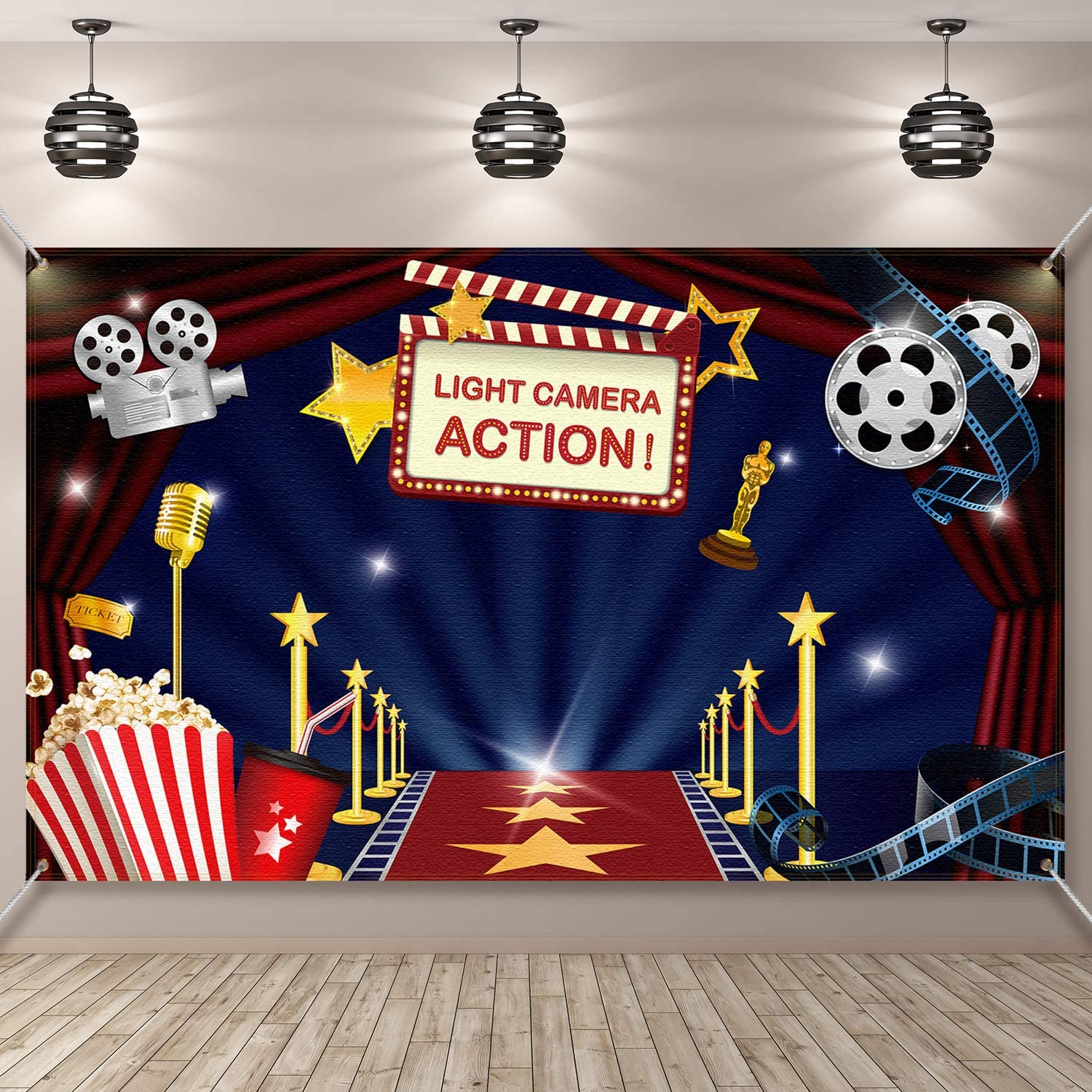 Movie Theme Party Decorations Supplies, Large Fabric Backdrop for Movie  Night Birthday Party Event Awards Night Ceremony Photo Photography Booth  Background, 72.8 x 43.3 Inch – TopToy
