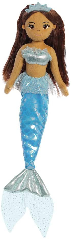 Aurora, 33282, Sea Sparkles Yesenia Mermaid, 18In, Soft Toy, Perfect gift for children, Blue and Brown