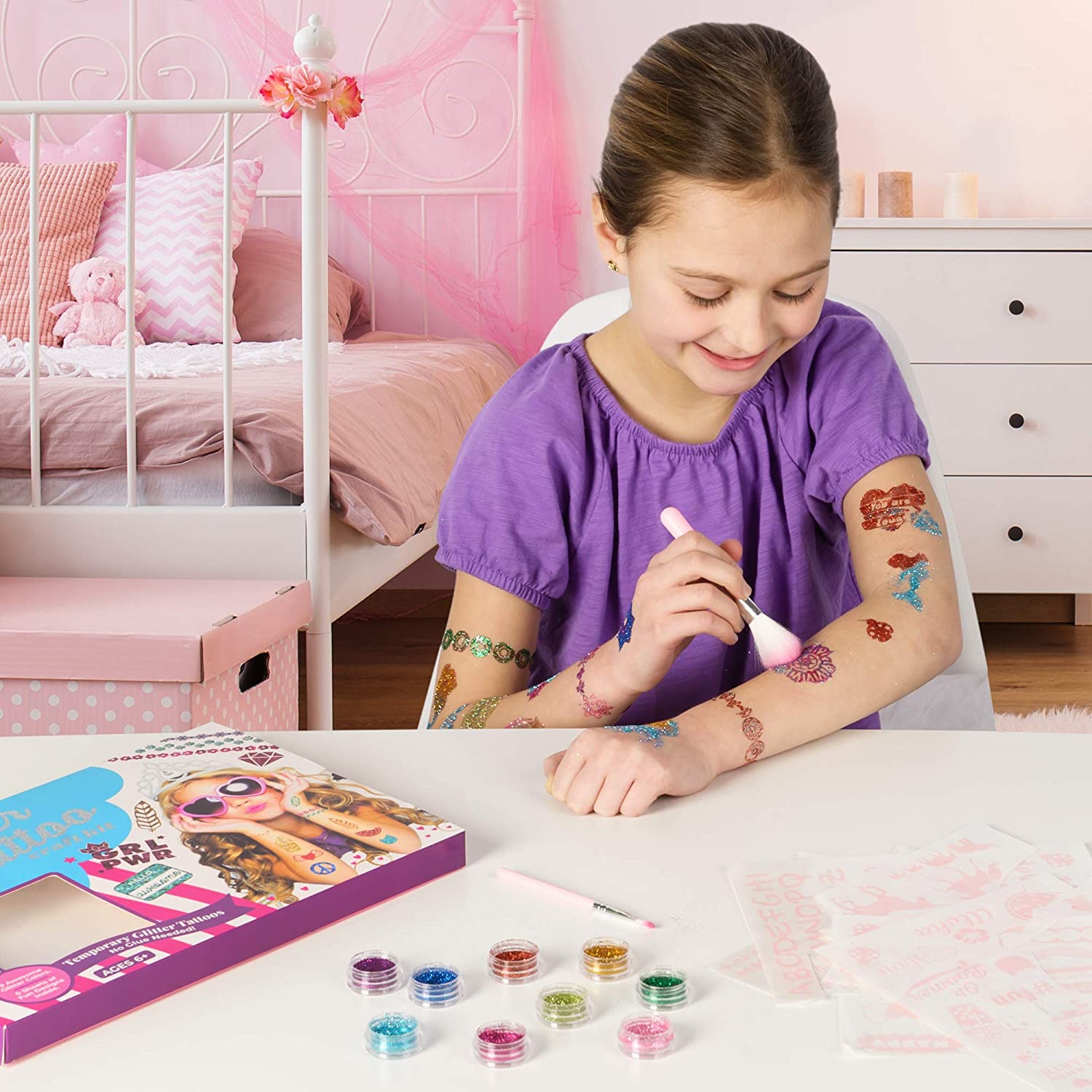 PURPLE LADYBUG Temporary Glitter Tattoo Kit - 175 Designs, No Mess Glitter  Tattoos for Kids - Ideal Girl Gifts Age 8-10 & Girls Crafts Ages 7-10 -  Kids Birthday Gift 6-8 Years Old & Kids Crafts 8-12 - Esupli.Com at Rs  2871.00, Hyderabad
