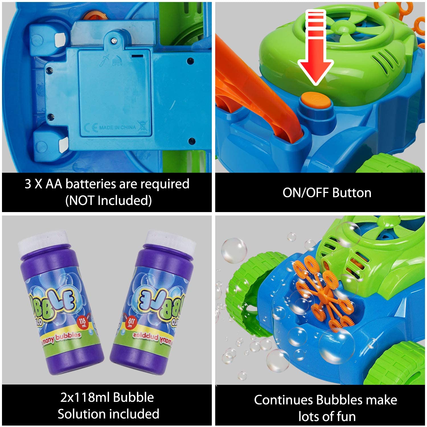 Kids Bubble Lawn Blower Machine with 2x118ml Bubble Solutions Bubble Machine Bubble Mower for Toddlers Outdoor Toys Gifts for 2 3 4 5 6 7 8 Kids Girls Boys MOZOOSON Gifts for 2-10 Years Old Kids 